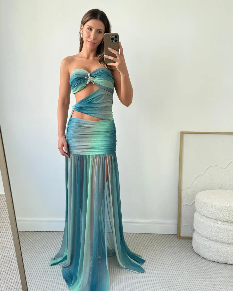 Dorvelli | Women's Maxi Dress – Strapless Cut Out