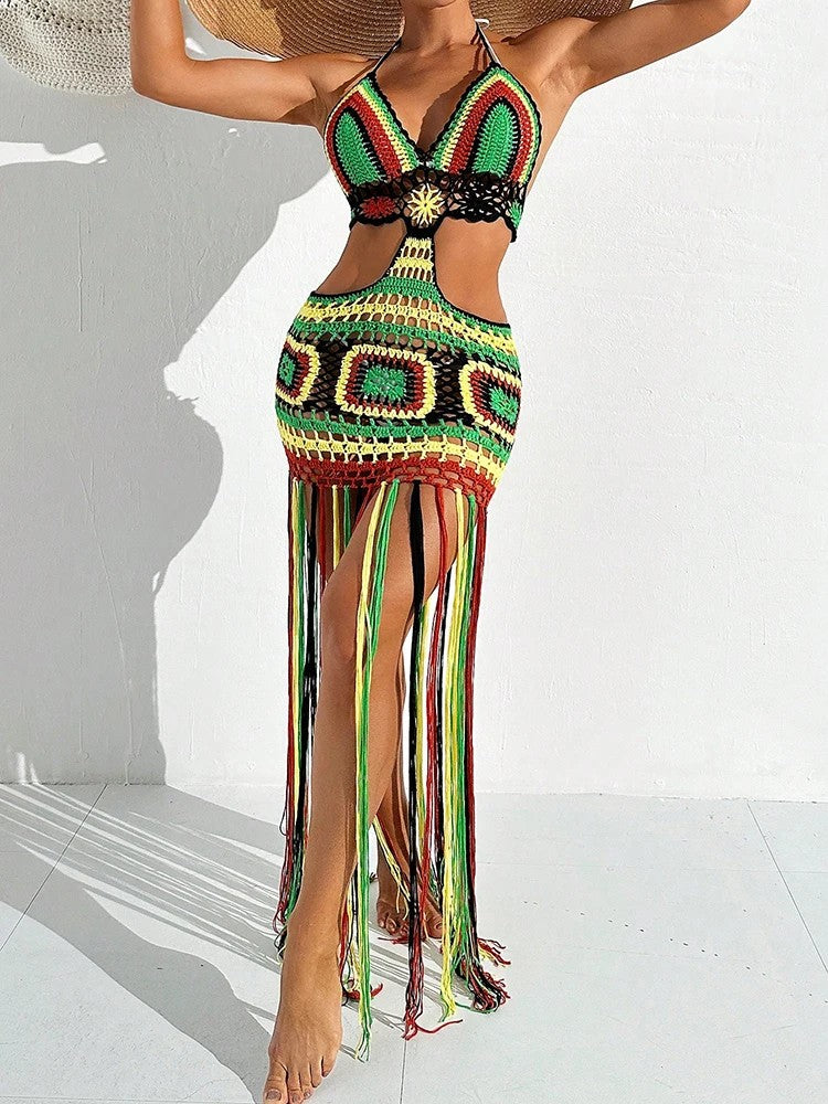 Dorvelli | Women's Midi Dress – Amalfi Crochet Halter