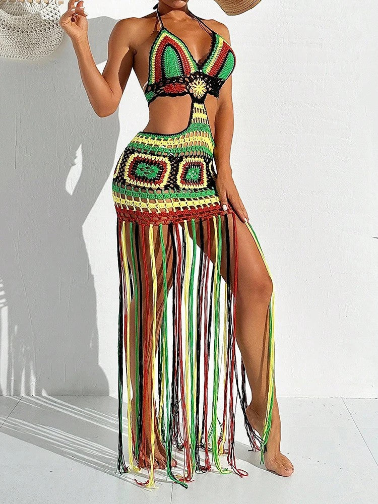 Dorvelli | Women's Midi Dress – Amalfi Crochet Halter