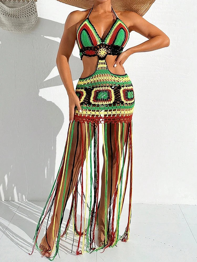 Dorvelli | Women's Midi Dress – Amalfi Crochet Halter