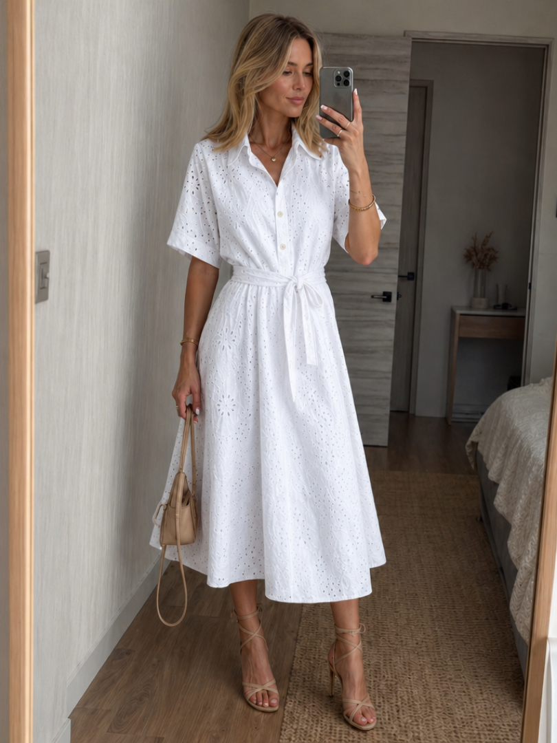 Dorvelli | Women's Midi Dress – Button Front