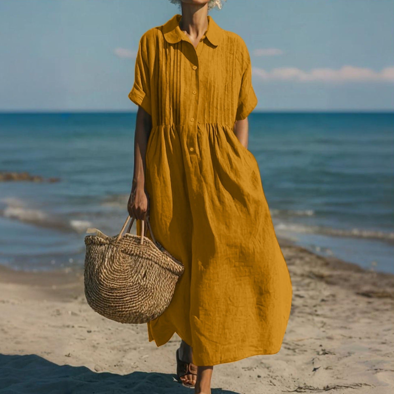Dorvelli | Women's Midi Dress – Collared Button