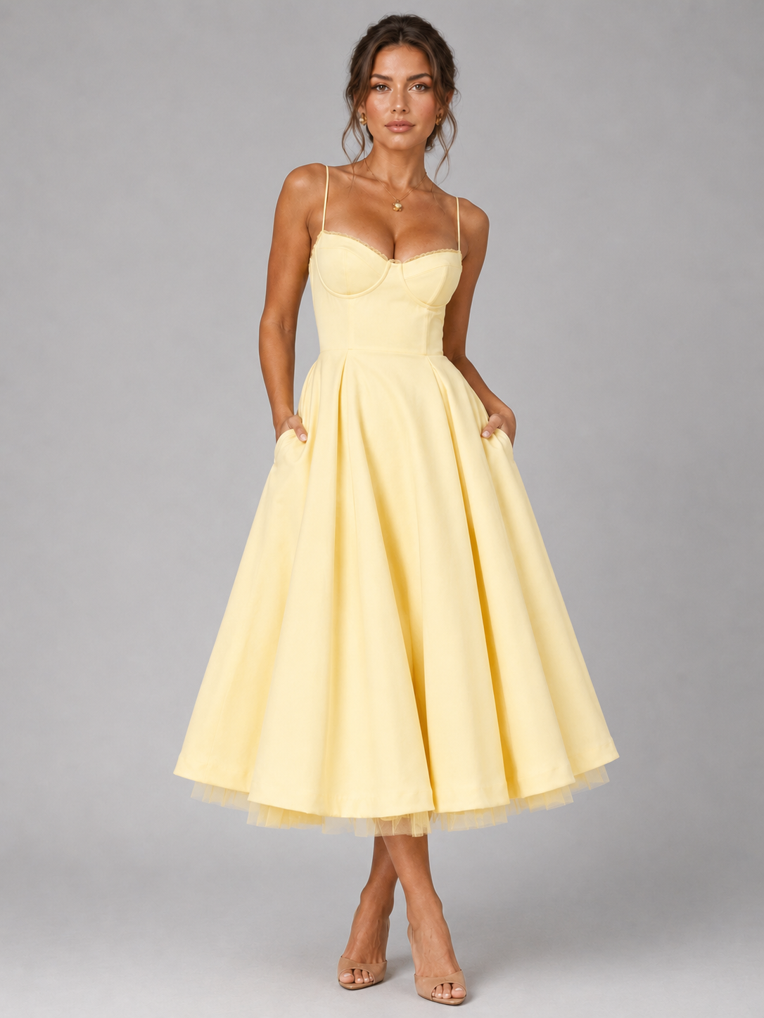 Dorvelli | Women's Midi Dress – Corset Full Skirt