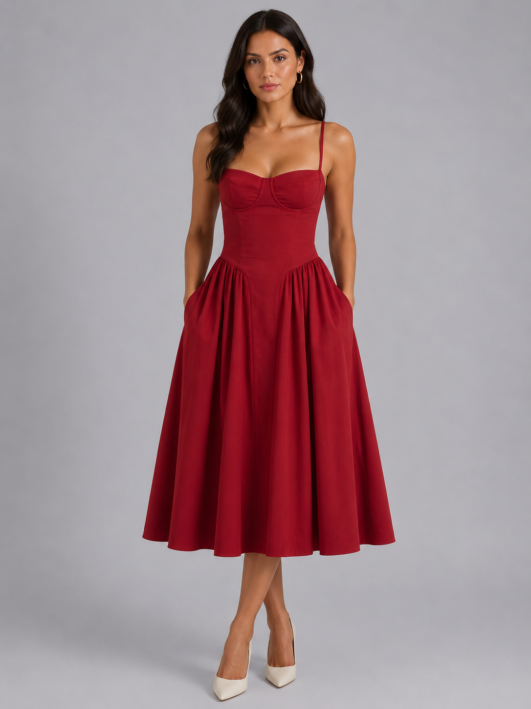 Dorvelli | Women's Midi Dress – Floral Corset