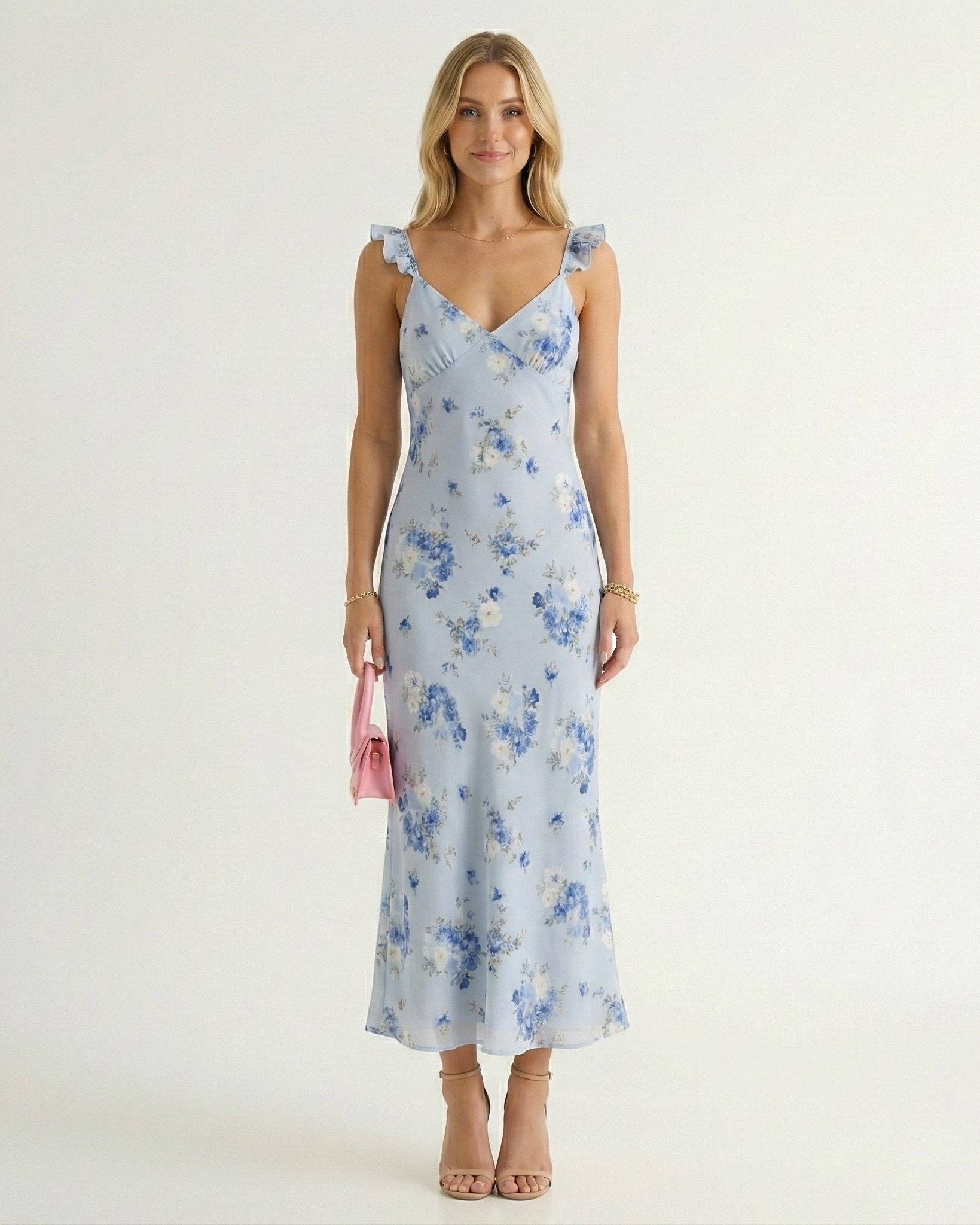 Dorvelli | Women's Midi Dress – Floral Spaghetti Strap