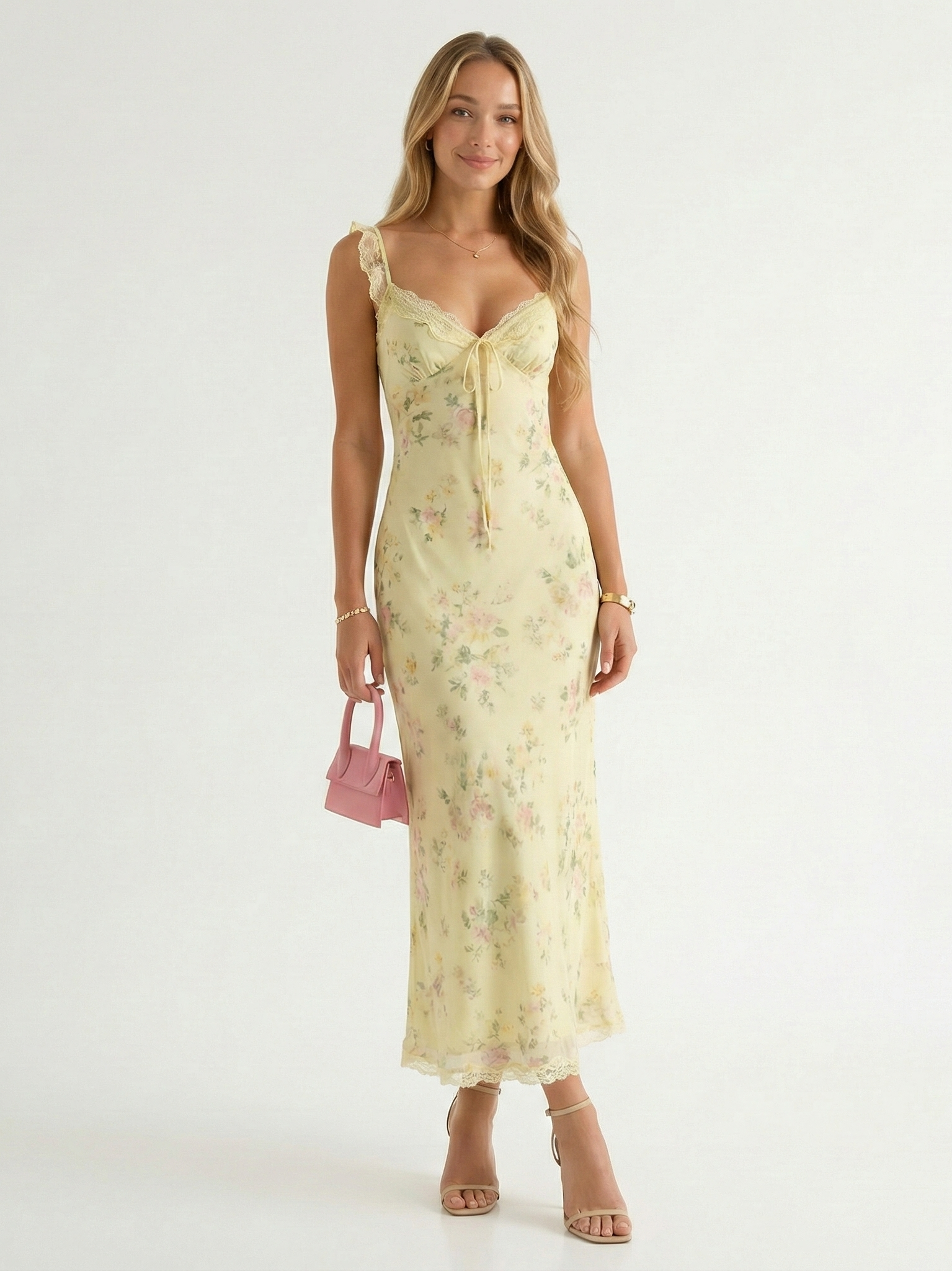 Dorvelli | Women's Midi Dress – Floral Spaghetti Strap