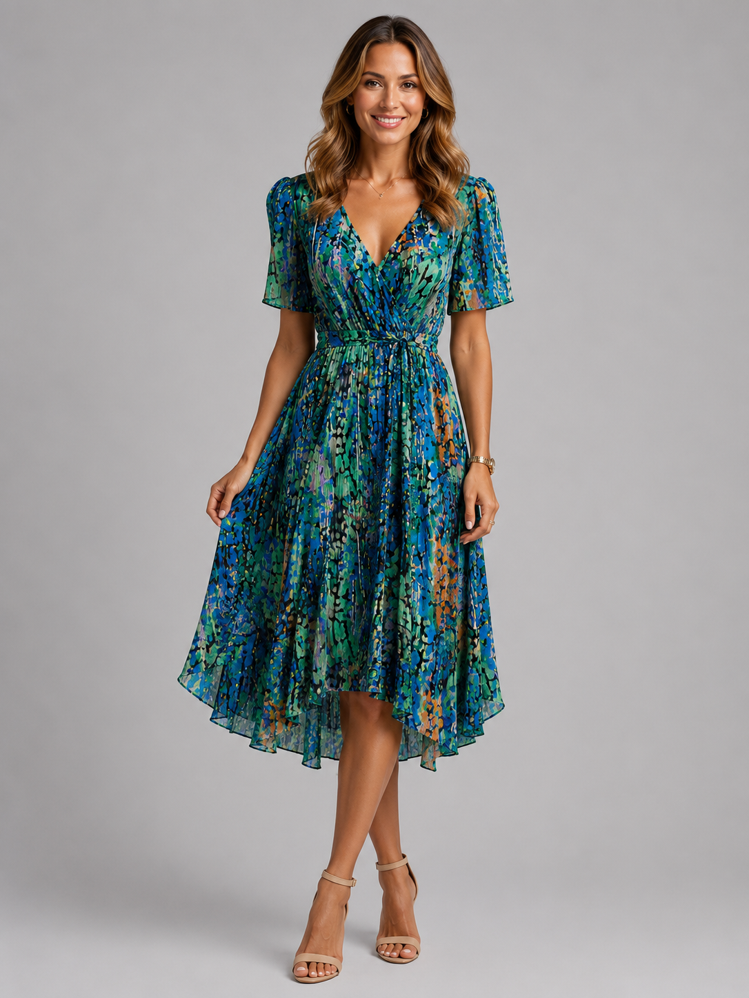 Dorvelli | Women's Midi Dress – Floral Tummy Control