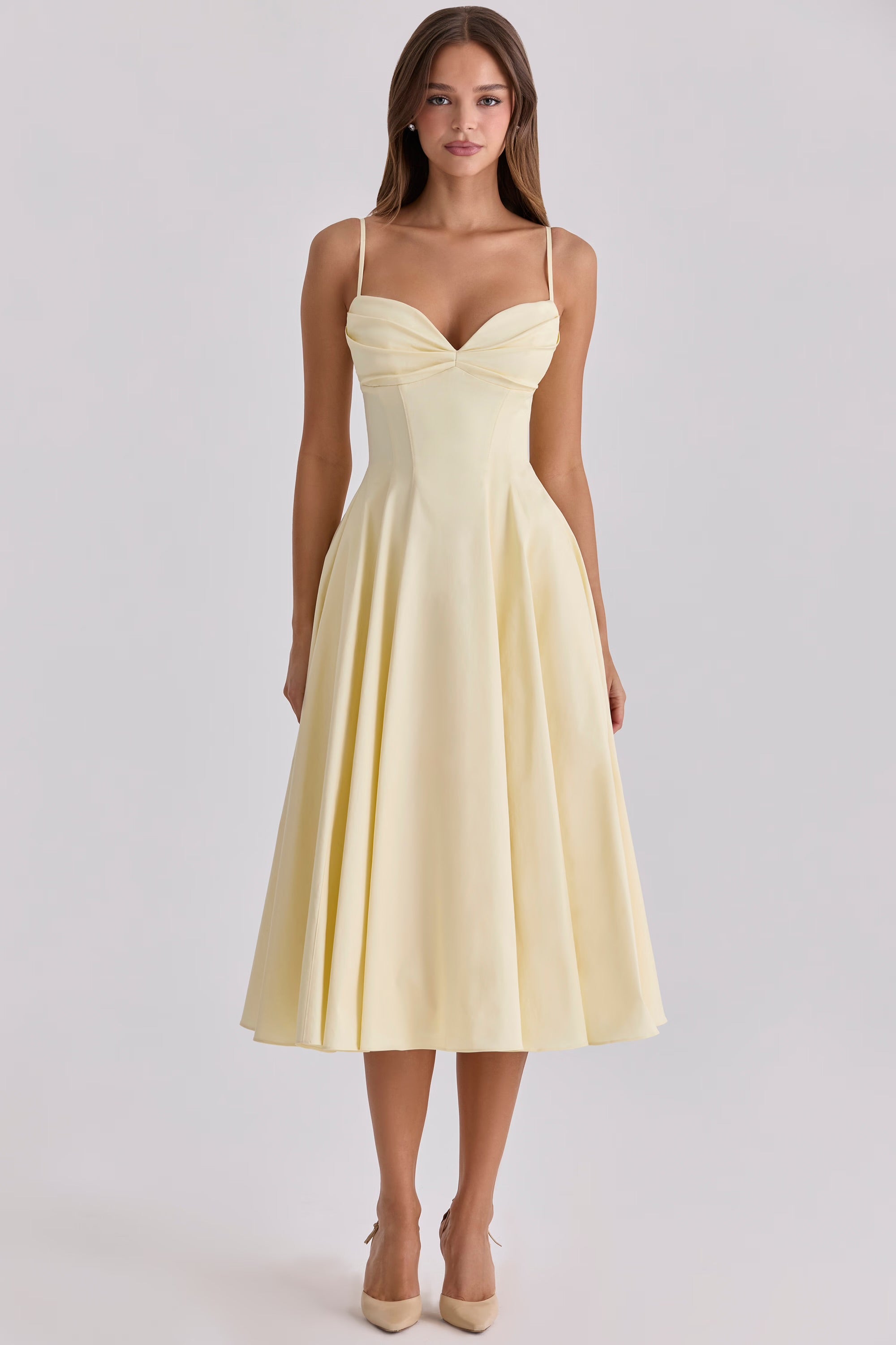 Dorvelli | Women's Midi Dress – Gathered Bust
