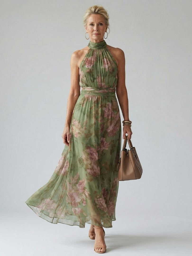 Dorvelli | Women's Midi Dress – Gathered Halter