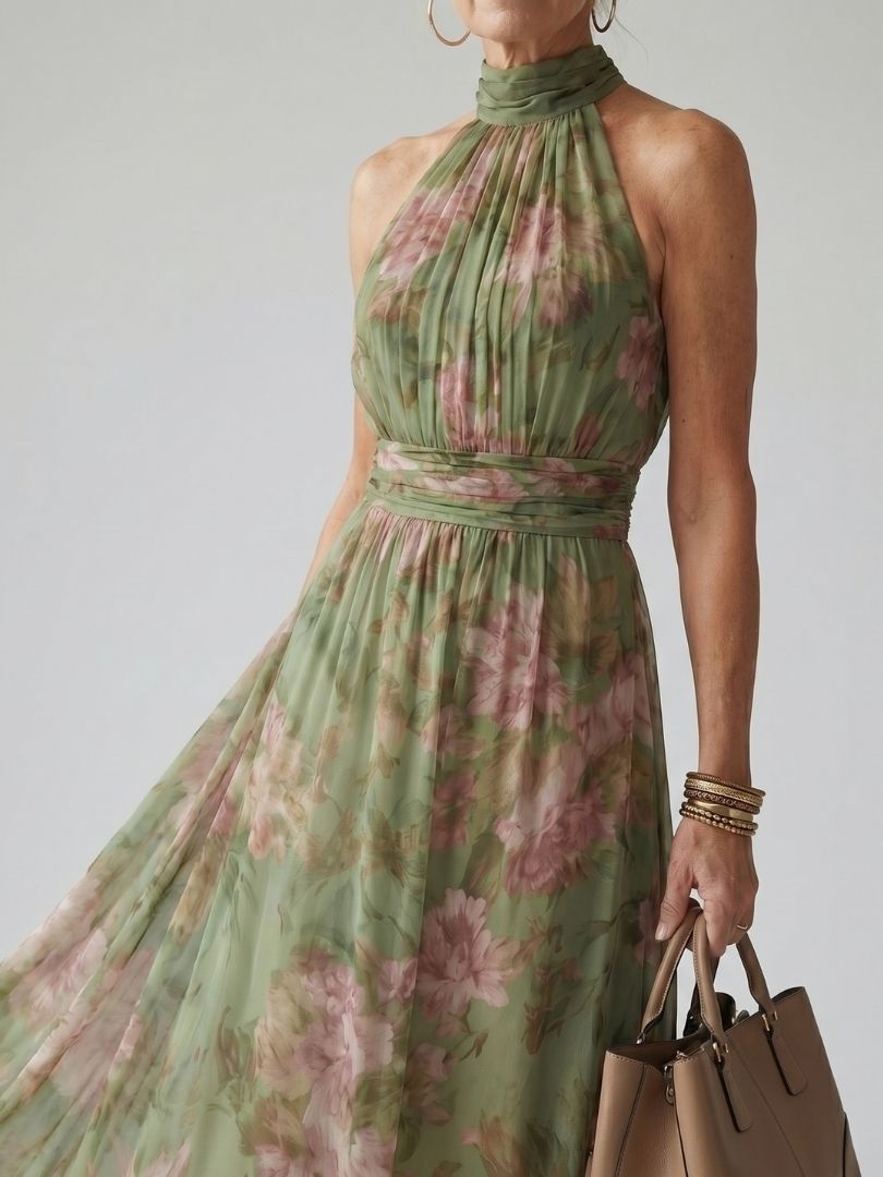 Dorvelli | Women's Midi Dress – Gathered Halter