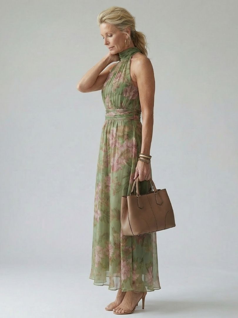 Dorvelli | Women's Midi Dress – Gathered Halter