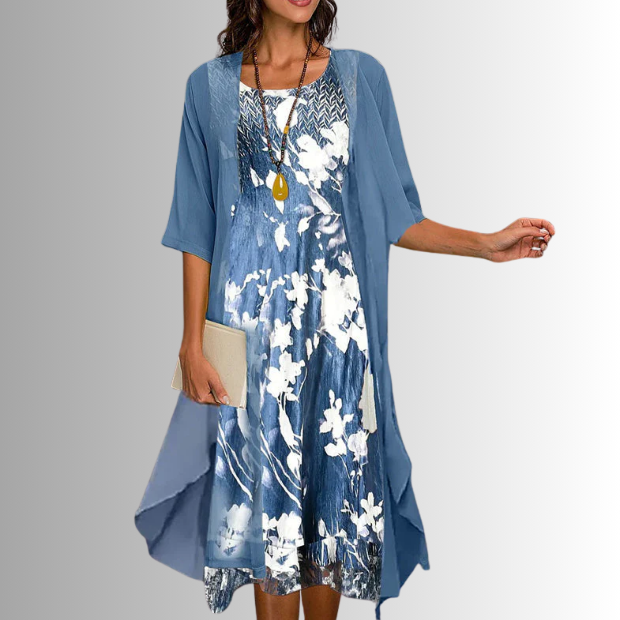 Dorvelli | Women's Midi Dress – Layered Open Front