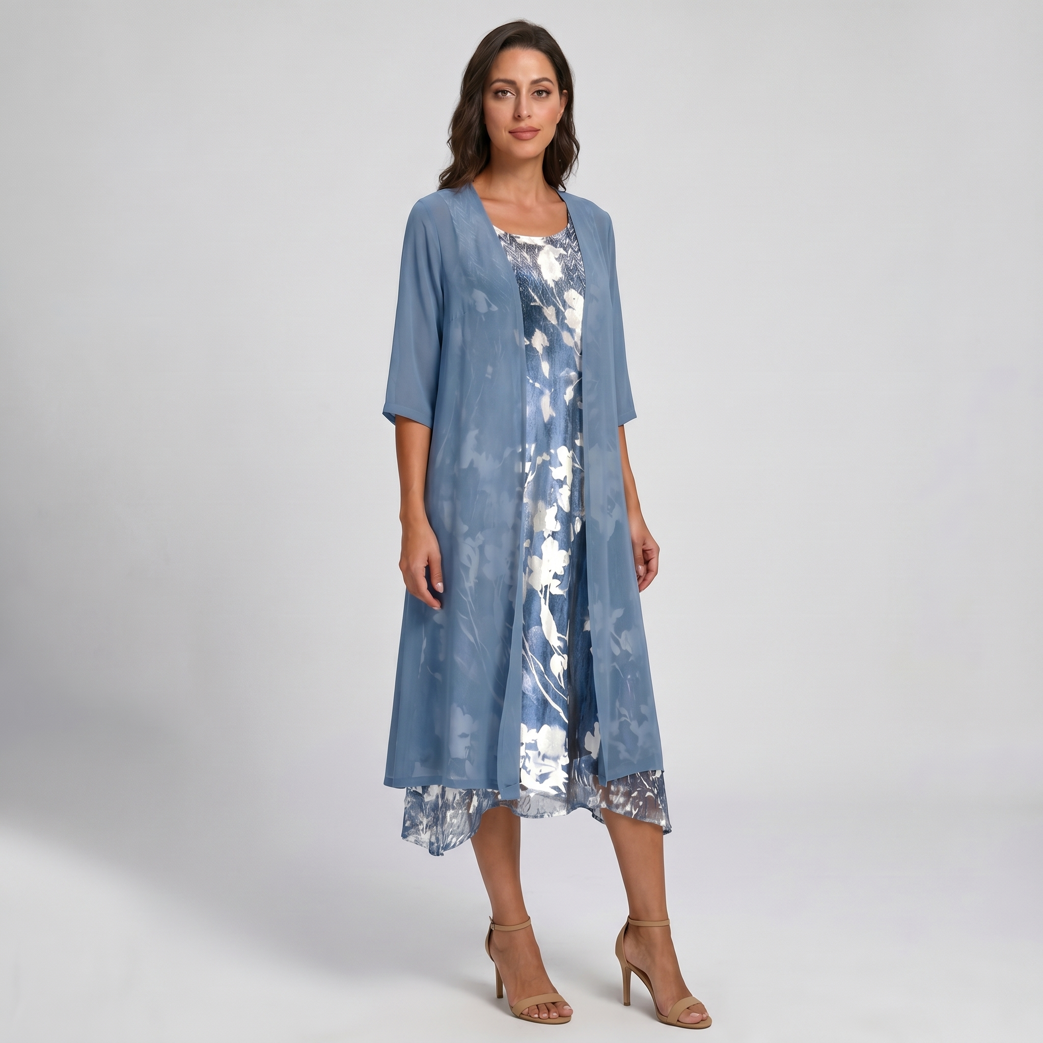 Dorvelli | Women's Midi Dress – Layered Open Front