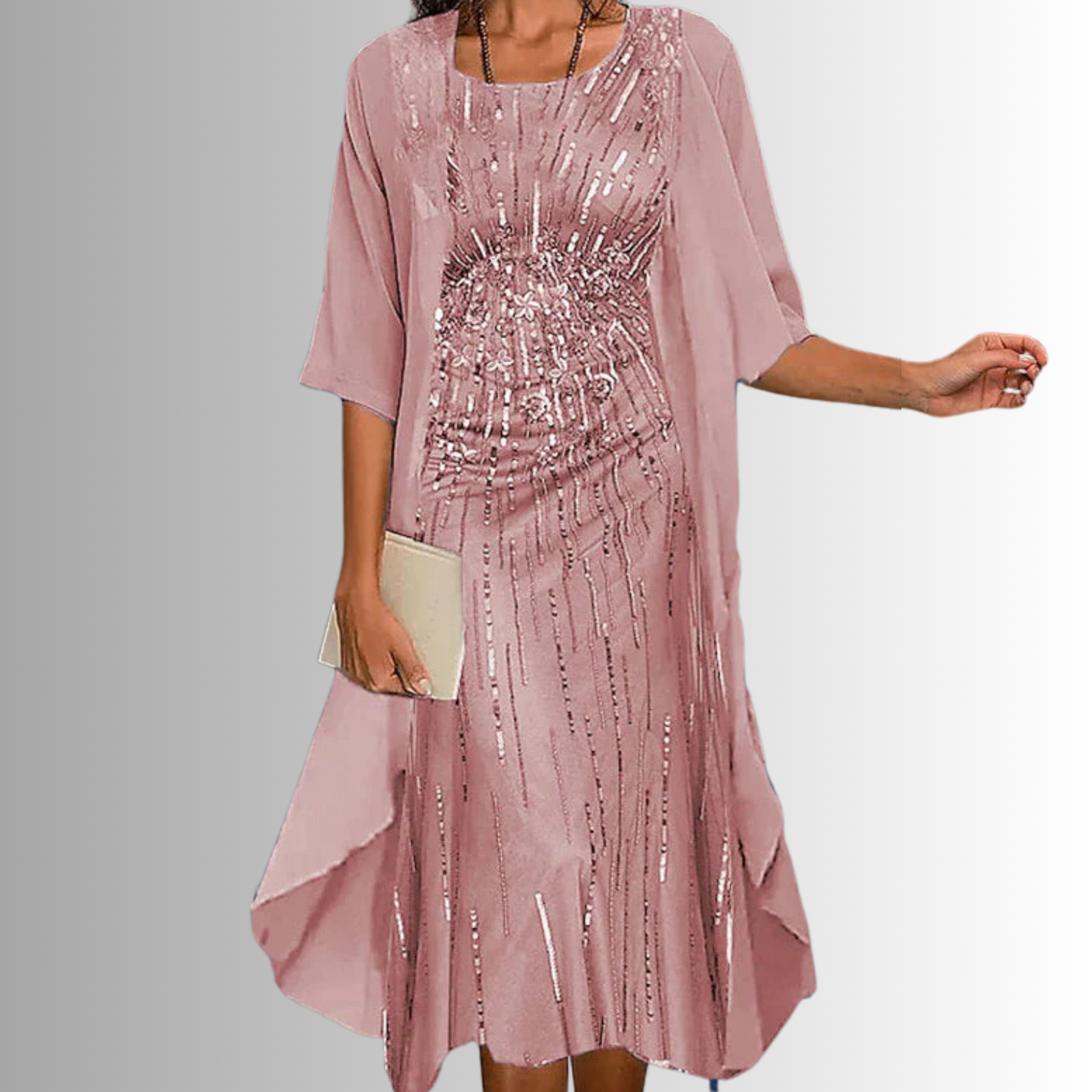 Dorvelli | Women's Midi Dress – Layered Open Front