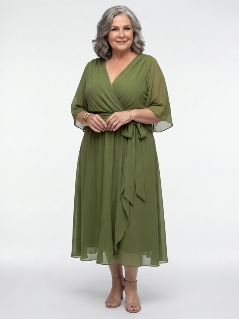 Dorvelli | Women's Midi Dress – Neck Draped