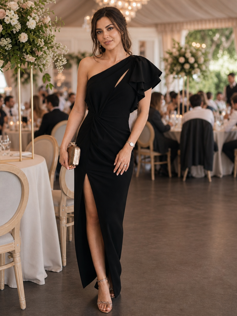 Dorvelli | Women's Midi Dress – One Shoulder