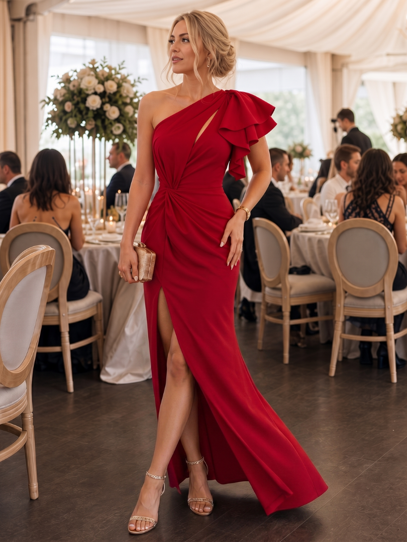 Dorvelli | Women's Midi Dress – One Shoulder