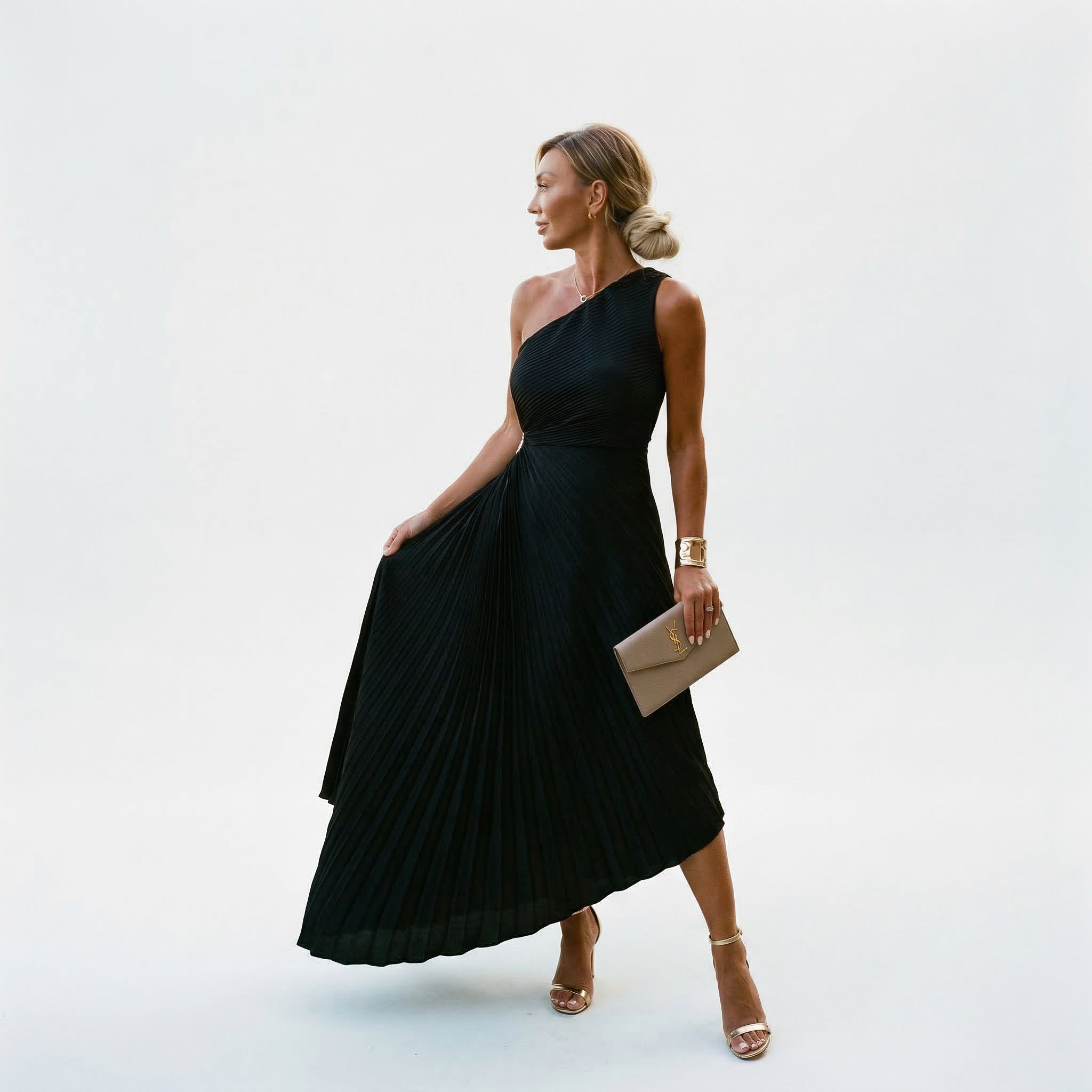 Dorvelli | Women's Midi Dress – One-Shoulder Wedding Guest