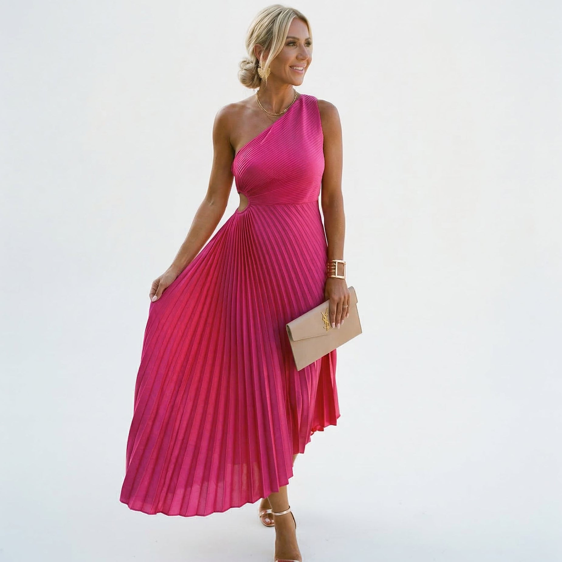 Dorvelli | Women's Midi Dress – One-Shoulder Wedding Guest