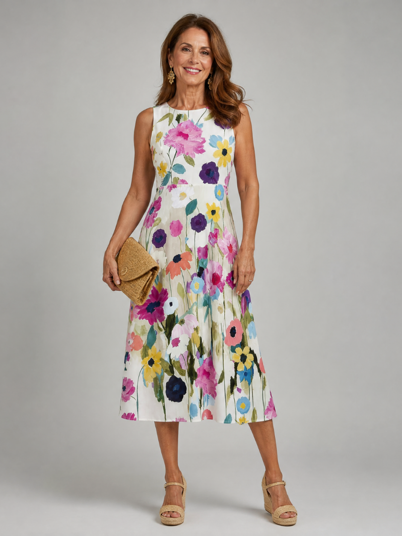 Dorvelli | Women's Midi Dress – Print Sleeveless