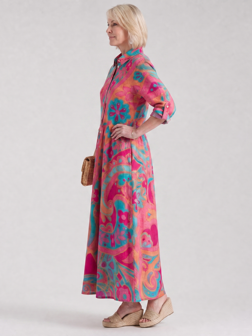 Dorvelli | Women's Midi Dress – Printed Button