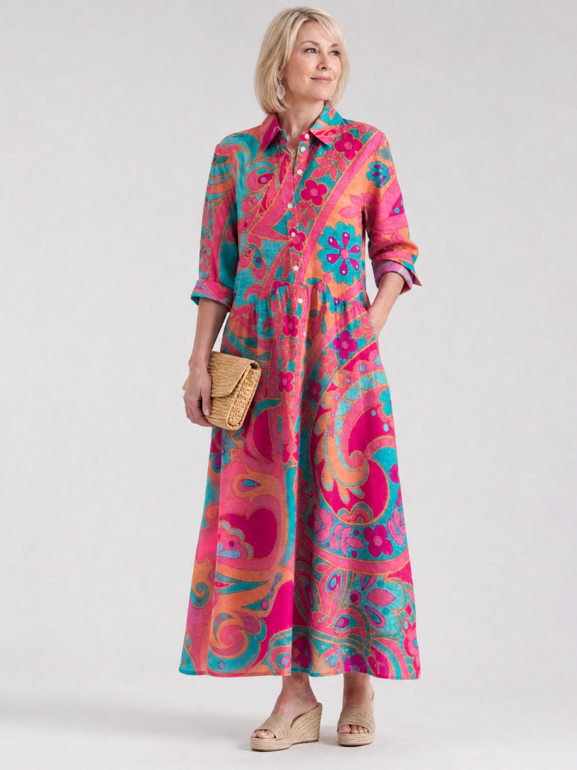 Dorvelli | Women's Midi Dress – Printed Button