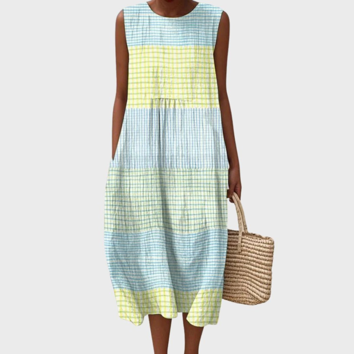 Dorvelli | Women's Midi Dress – Sleeveless Tiered Plaid