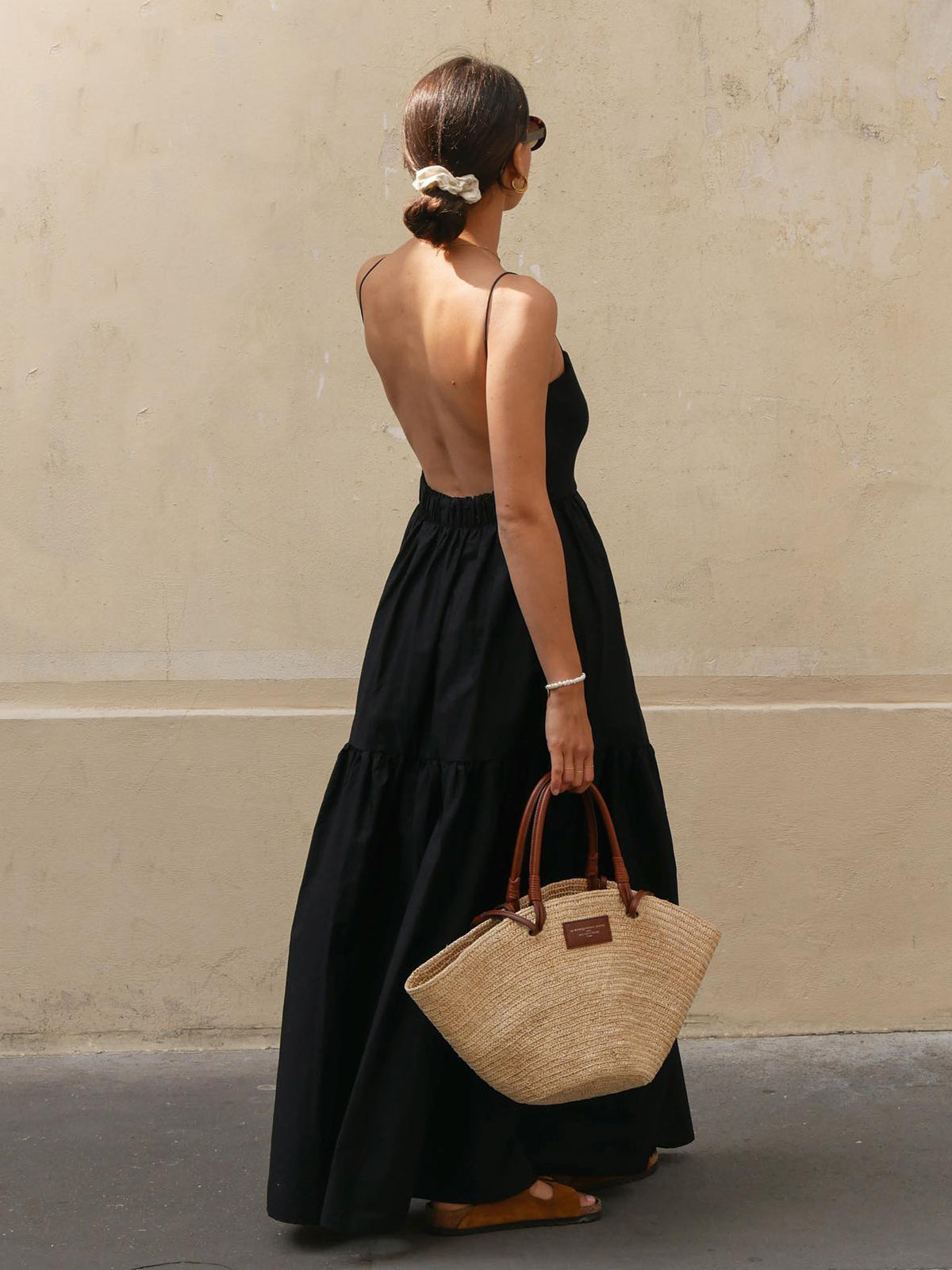 Dorvelli | Women's Midi Dress – Solid Backless Long