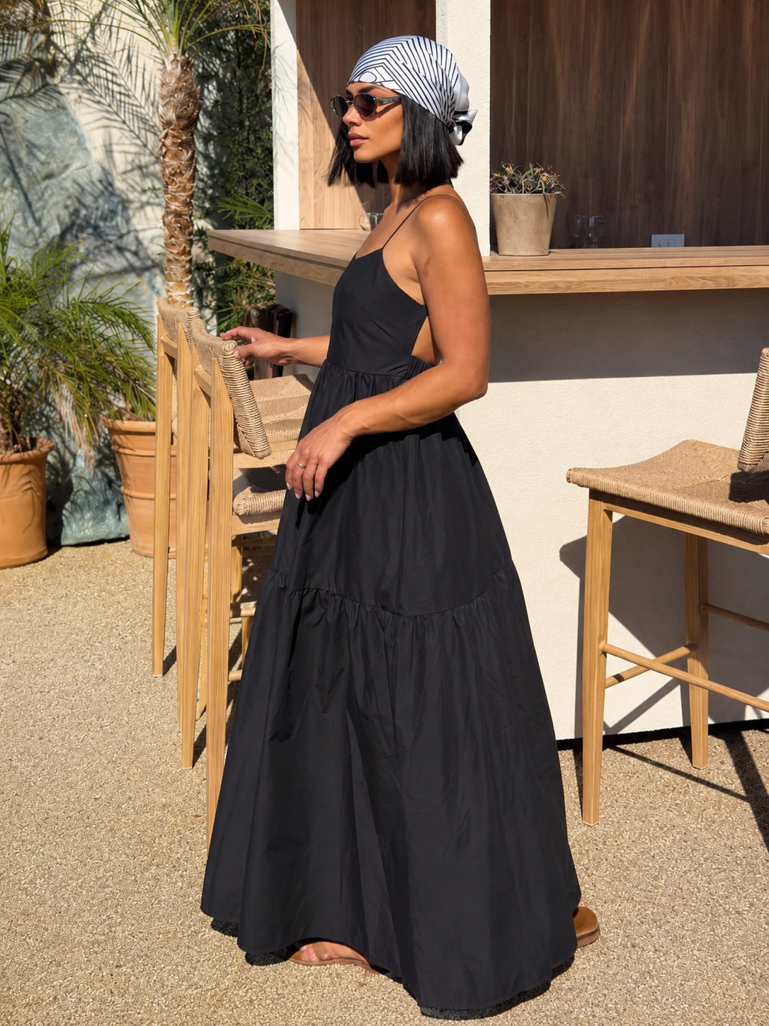 Dorvelli | Women's Midi Dress – Solid Backless Long