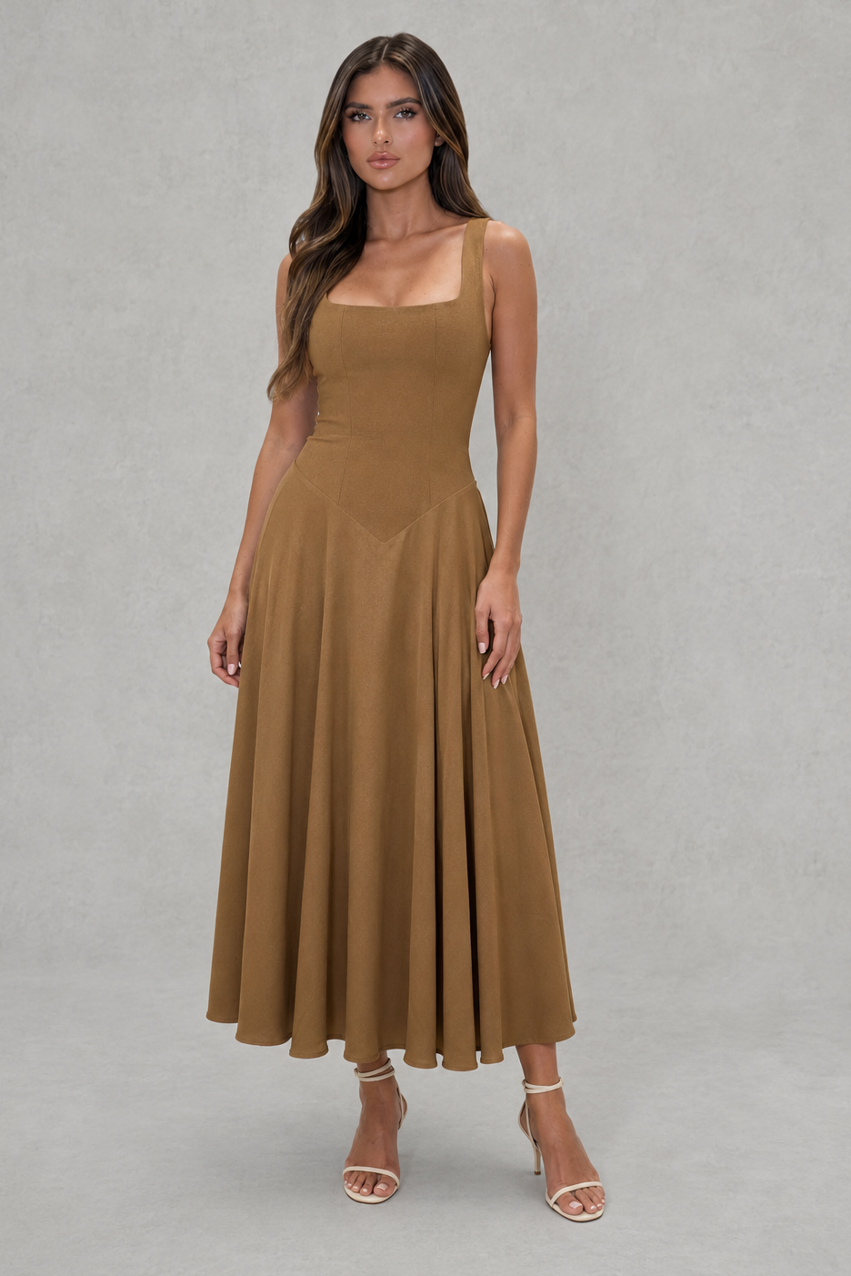 Dorvelli | Women's Midi Dress – Square Neck Line