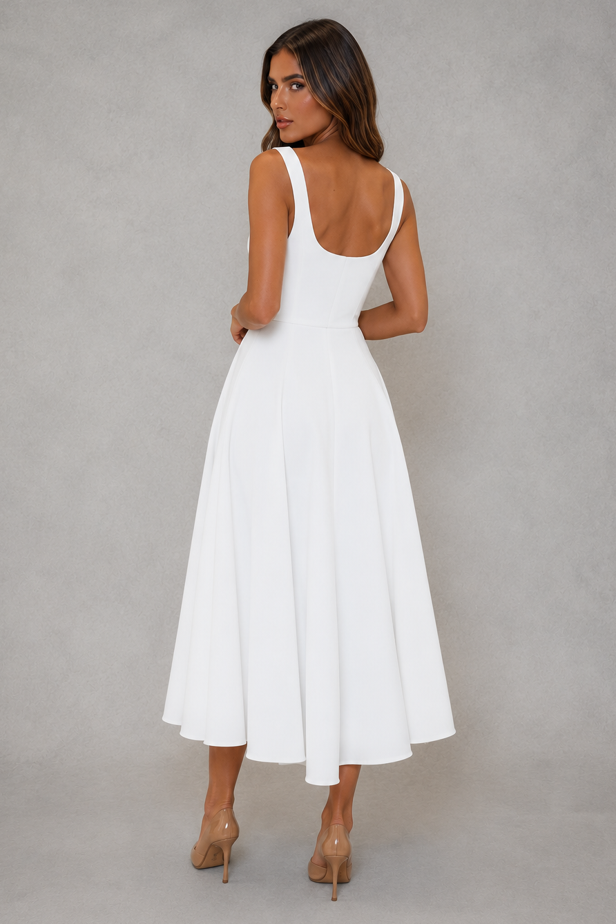 Dorvelli | Women's Midi Dress – Square Neck Line