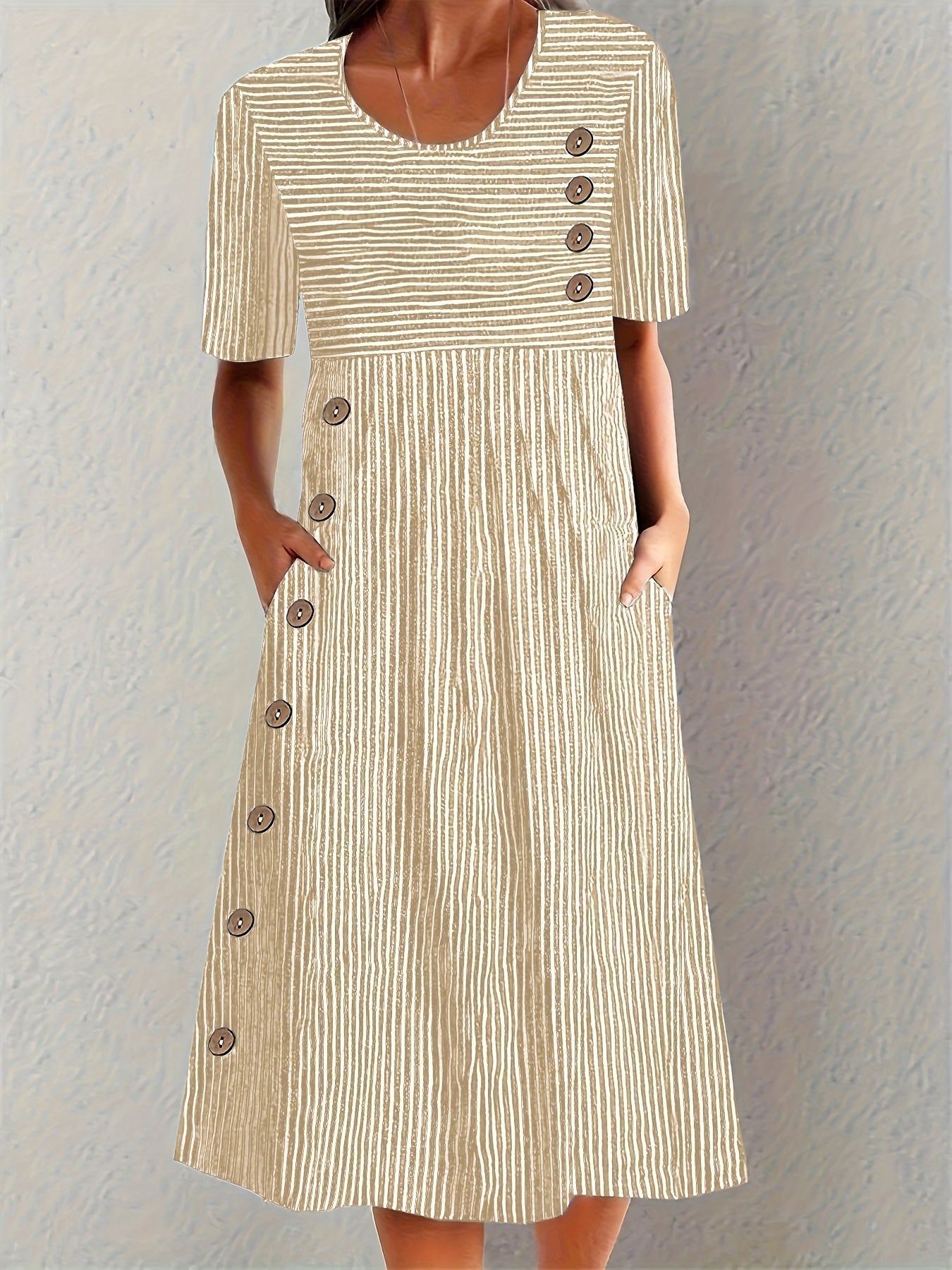 Dorvelli | Women's Midi Dress – Striped Summer