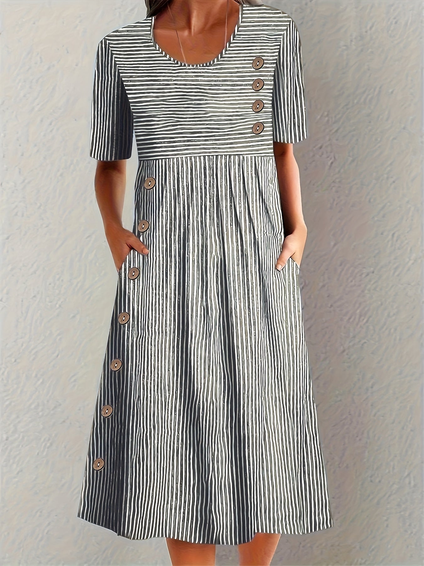 Dorvelli | Women's Midi Dress – Striped Summer