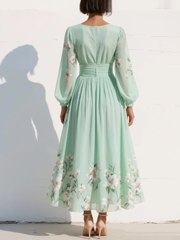 Dorvelli | Women's Midi Dress – V-Neck Floral