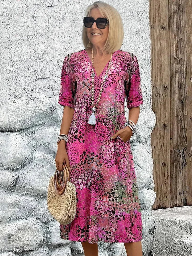 Dorvelli | Women's Midi Dress – Vibrant Pattern
