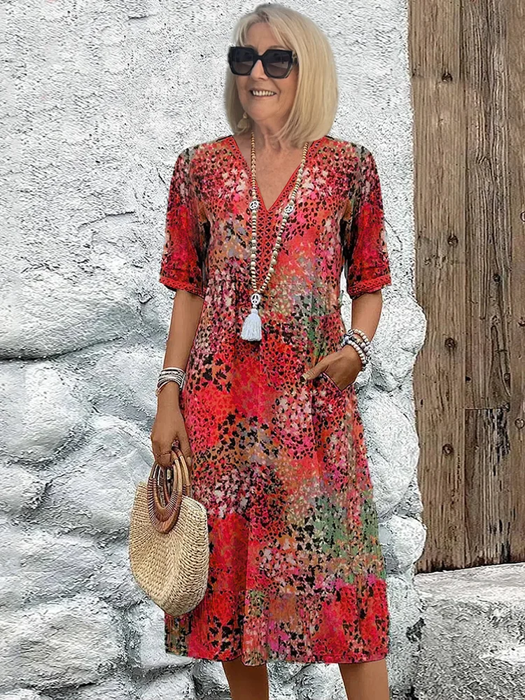 Dorvelli | Women's Midi Dress – Vibrant Pattern