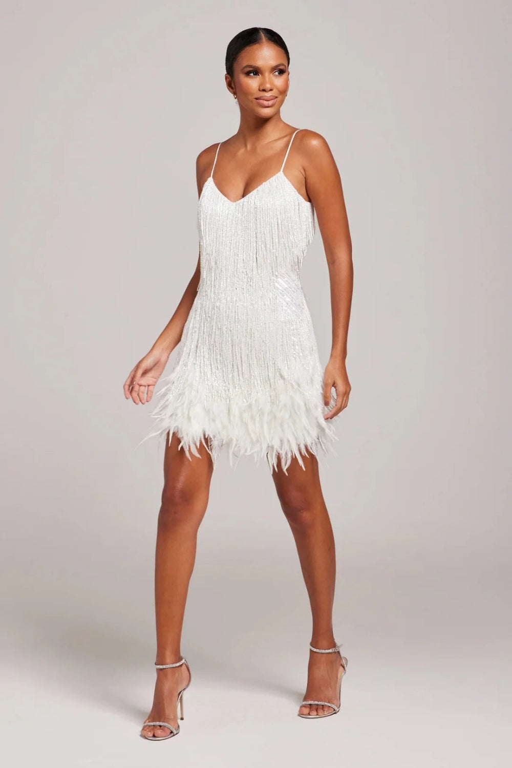 Dorvelli | Women's Mini Dress – Fringe Feather Spaghetti