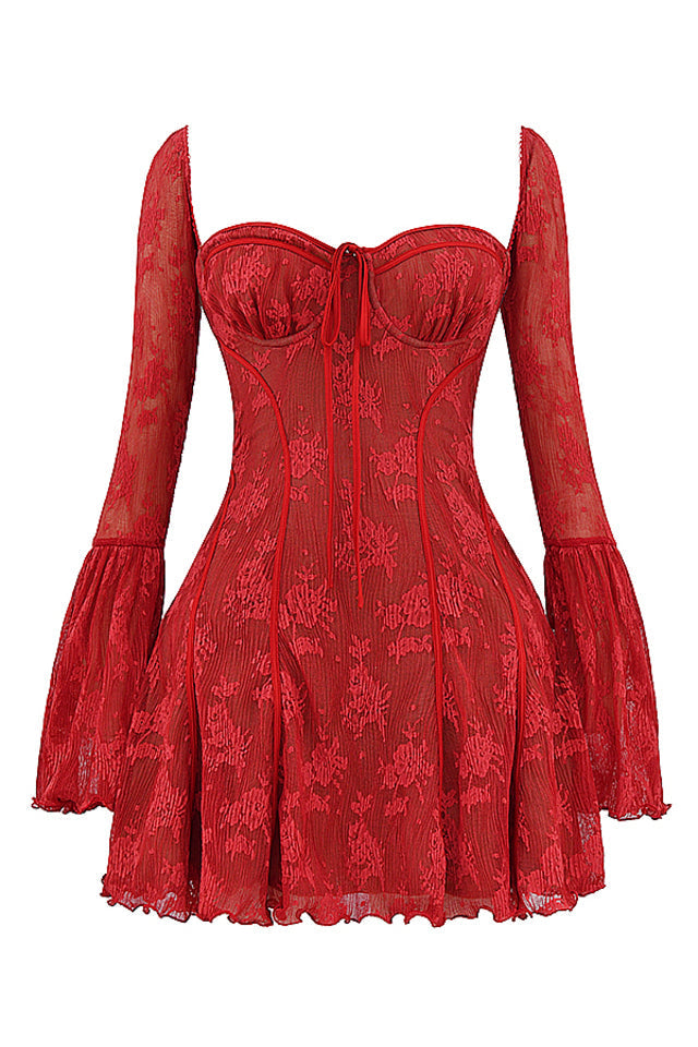 Dorvelli | Women’s Party Dress – Sweetheart Bell-Sleeve Mini