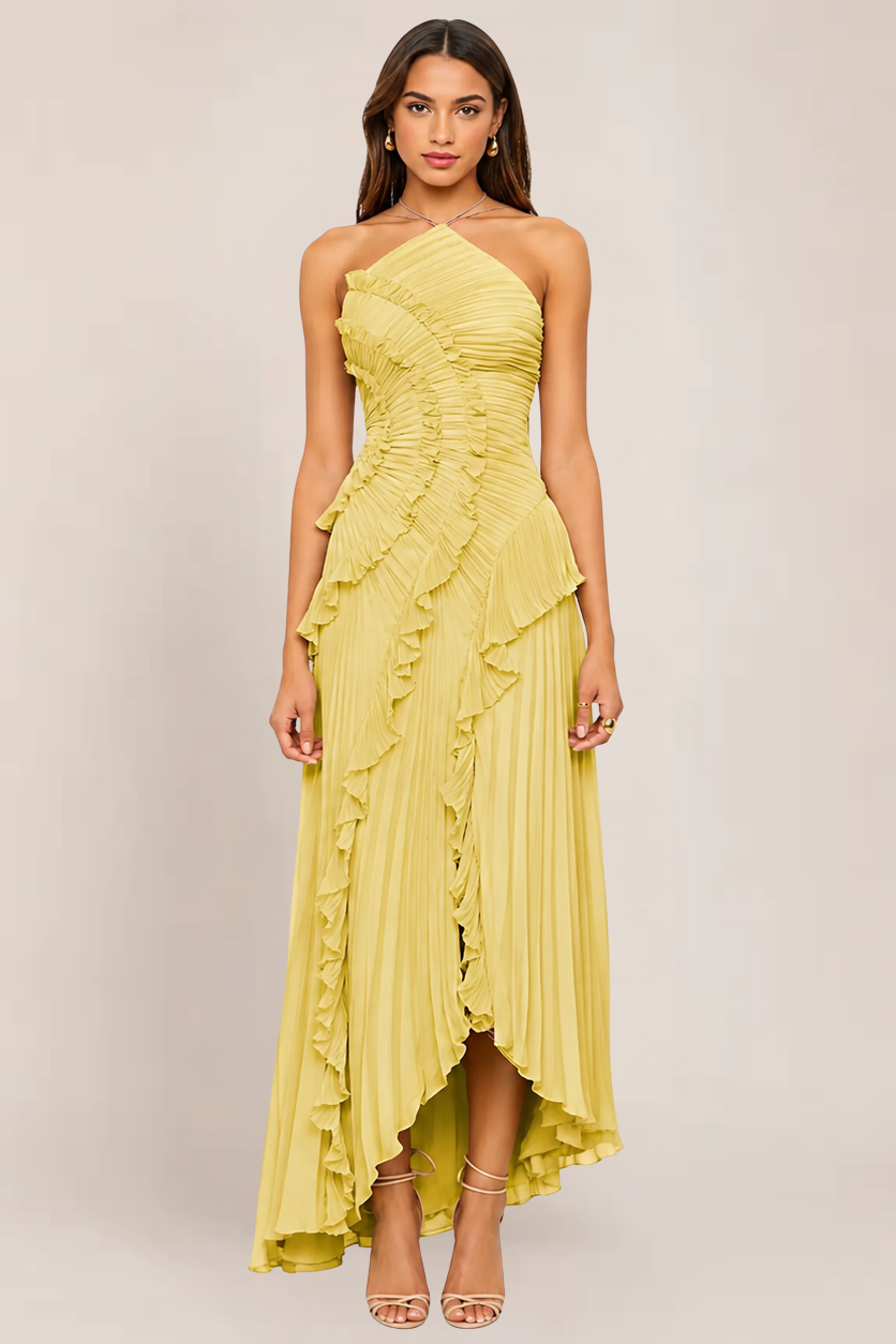 Dorvelli | Women's Maxi Dress – Pleated Ruffled Wedding