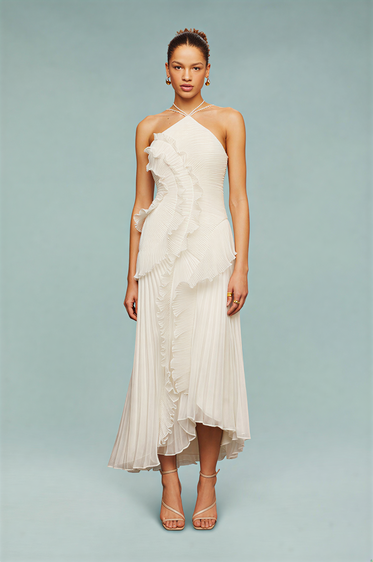 Dorvelli | Women's Maxi Dress – Pleated Ruffled Wedding