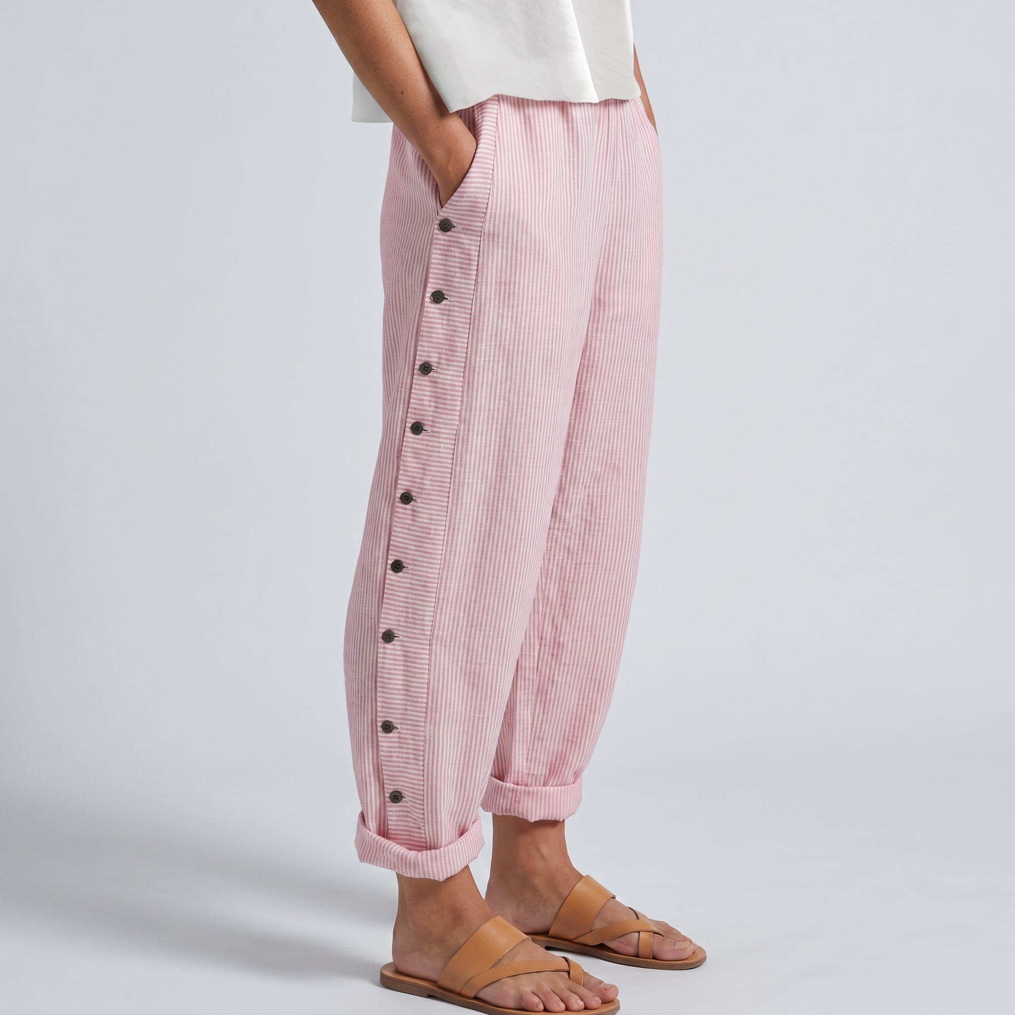 Dorvelli | Women's Striped Trousers – Straight-Leg Summer