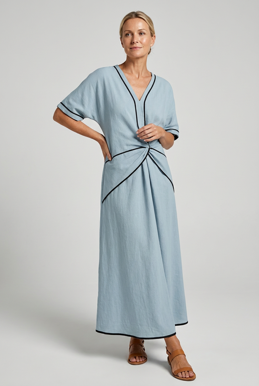 Dorvelli | Women's Summer Maxi Dress – V-Neck Twist-Front