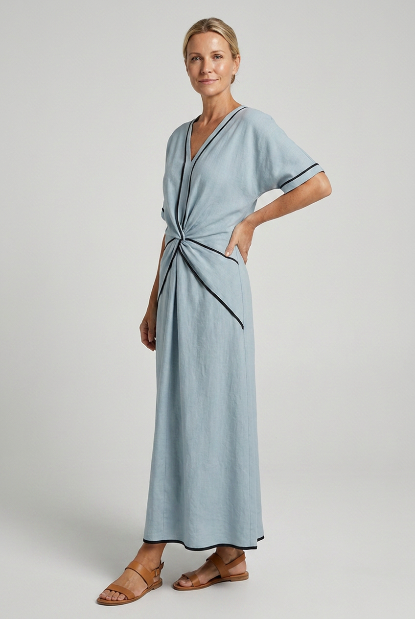 Dorvelli | Women's Summer Maxi Dress – V-Neck Twist-Front