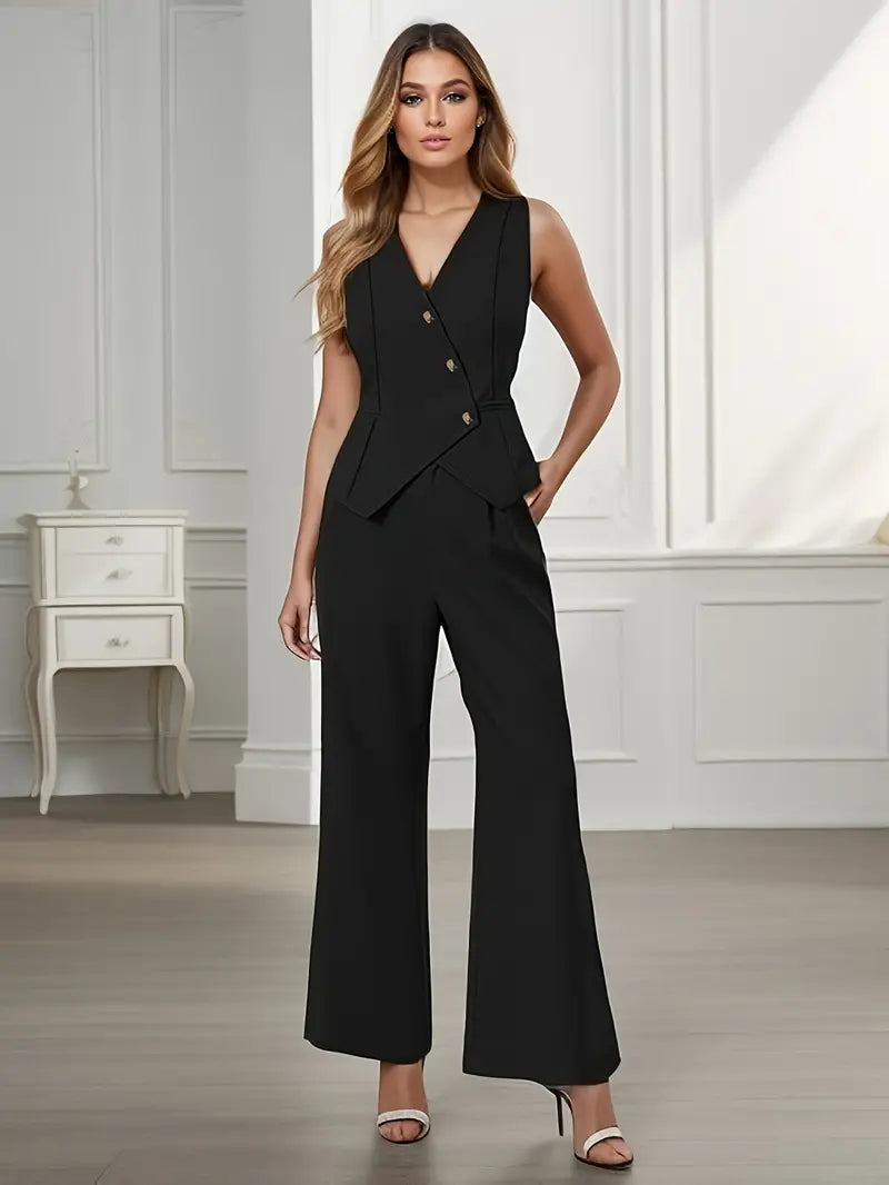 Dorvelli | Women’s Two-Piece Set – Wrap Blazer & Trousers
