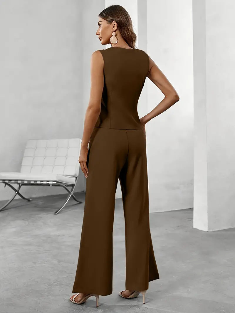 Dorvelli | Women’s Two-Piece Set – Wrap Blazer & Trousers