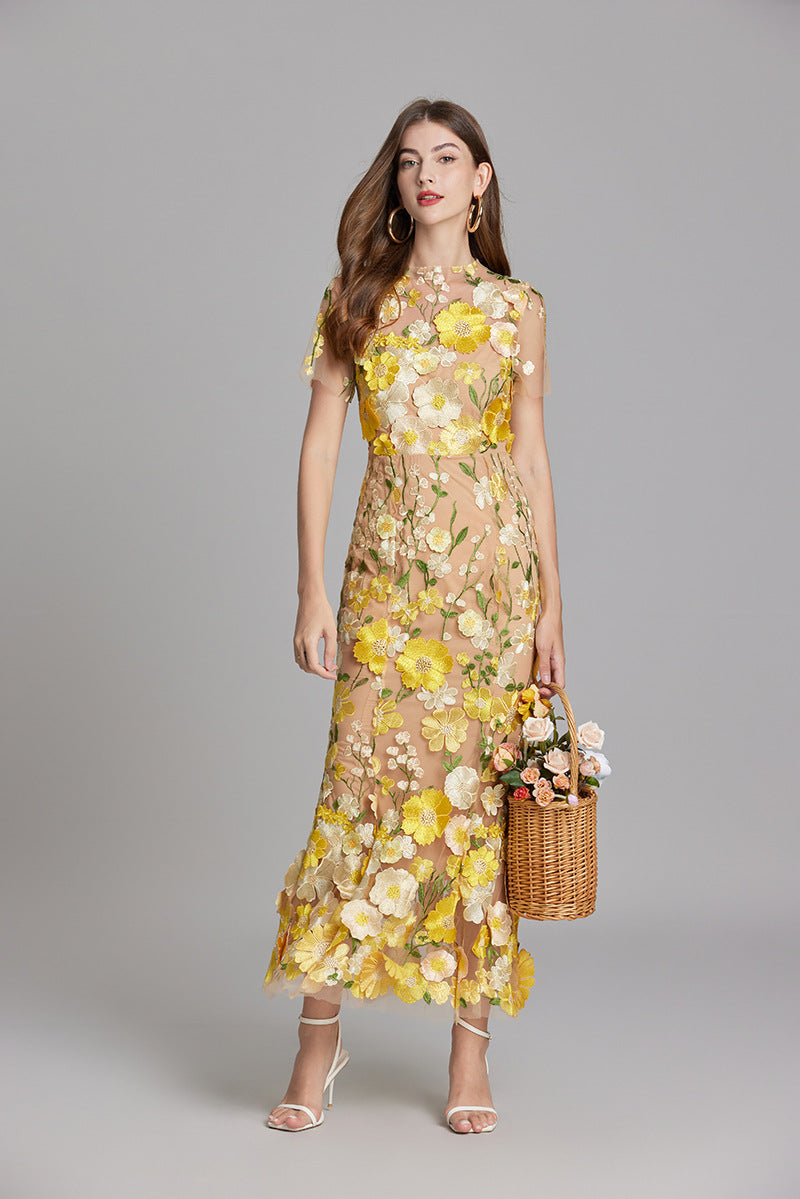 Dorvelli | Women’s Wedding Guest Midi Dress – Embroidered Floral
