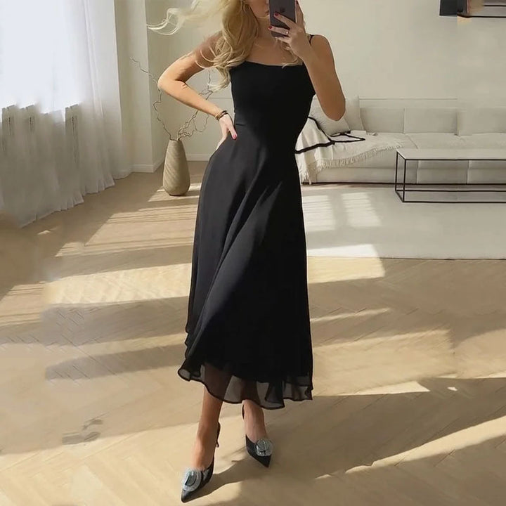 Dorvelli | Women’s Wedding Guest Midi Dress – Square-Neck Puff Sleeve