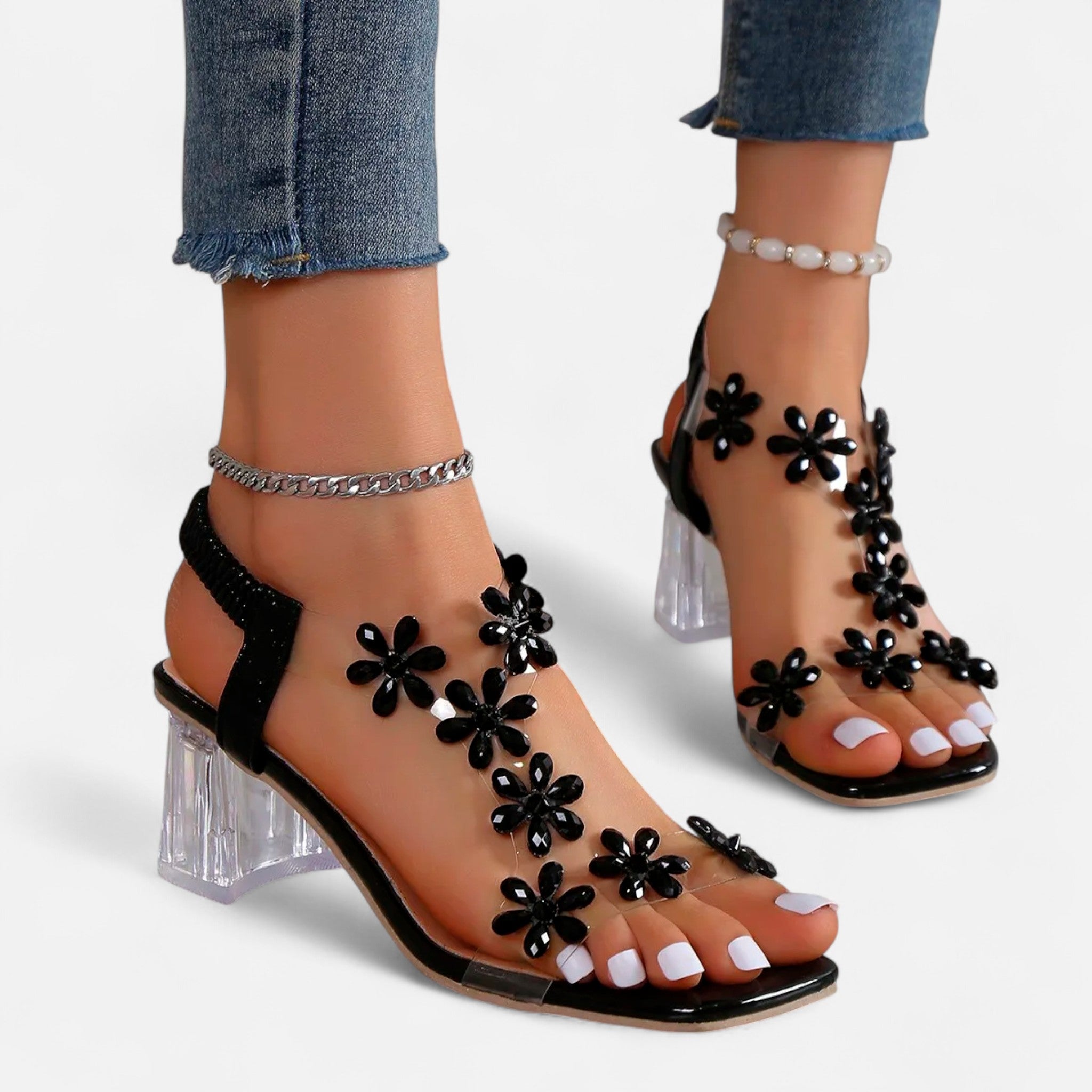 Dorvelli | Women’s Heels – Rhinestone Stiletto Transparent Elegance