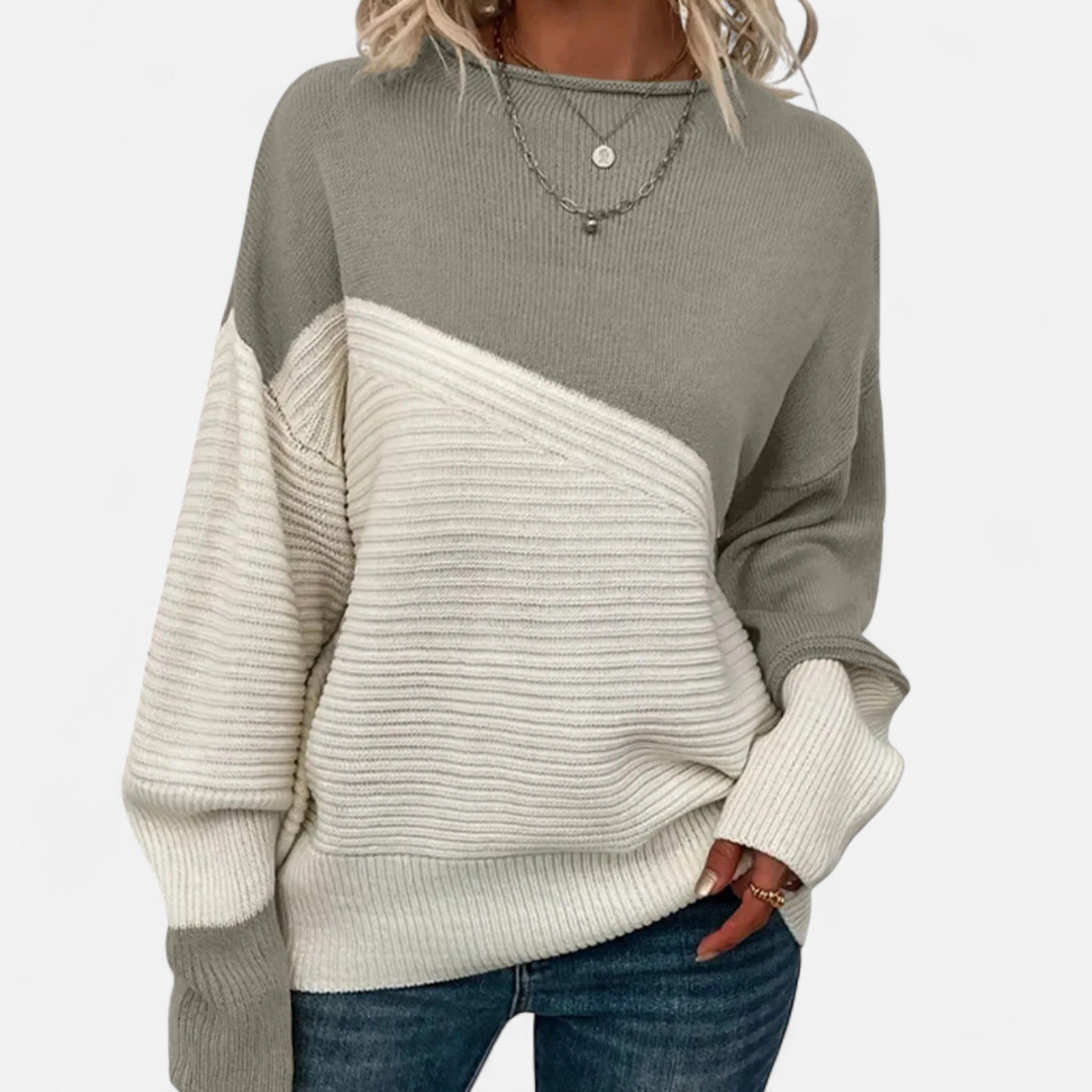 Dorvelli | Women’s Knitted Sweater – Elegant Contrast Design