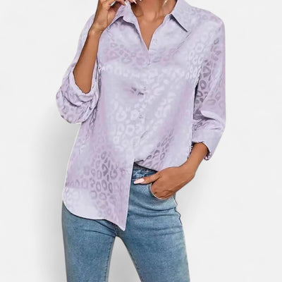 Dorvelli | Women’s Blouse – Elegant Jacquard Satin Long Sleeve